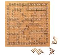 Fractal Tray Puzzles, Mind Bending Wooden Jigsaw Puzzles for Adults, Unique Irregular Creative Labyrinth Impossible Difficult, Reverse Thinking Challenging No Image Puzzle (A)