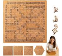 Fractal Tray Puzzles, Mind Bending Wooden Jigsaw Puzzles for Adults, Wooden Impossible Jigsaw Puzzle for Kids Adults, Reverse Thinking Challenging No Image Puzzle (B)