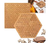 Fractal Tray Puzzles, Portable Impossible Reverse Thinking Challenging No Image Puzzle, Unique Irregular-Shaped Wooden Puzzles for Adults Kids (Hilbert Curve+Triangular)