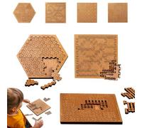 Fractal Tray Puzzles Set, 3 PC High Difficulty Reverse Thinking Wooden Jigsaw (3C)