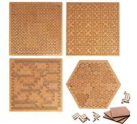 Fractal Tray Puzzles Set of 4, 3D Wooden Brain Teaser Puzzles for Adults, Hard Irregular No-Image Challenging Puzzle Gift