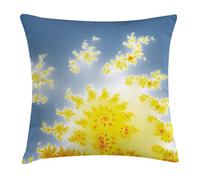 Fractal, Vibrant Flower Motif With Trippy Shapes Fantastic Artistic Fiction Graphic Cushion Cover Plush Throw Pillow Case Lovely Pillowcase For Car Sofa Living Room 45X45Cm
