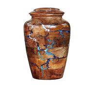 Fractal Wood Burning Turn Wooden Urns for Human Ashes or Pet Ashes - Thunder Storm Design Cremation Urn | Threaded Lid Opening Urns for Ashes Adult Male/Female (Silver Blue Storm, Large)