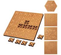 Fractaled Tray Puzzles, Wooden Geometry Jigsaw Puzzle, Portable Impossible Reverse Thinking Challenging No Image Puzzle For Men Women Teens Family Friends
