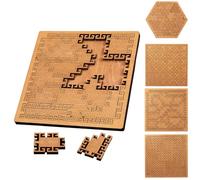 Fractaled Tray Puzzles, Wooden Geometry Jigsaw Puzzle, Portable Impossible Reverse Thinking Challenging No Image Puzzle For Men Women Teens Family Friends
