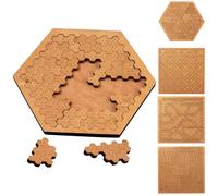 Fractaled Tray Puzzles, Wooden Geometry Jigsaw Puzzle, Portable Impossible Reverse Thinking Challenging No Image Puzzle For Men Women Teens Family Friends