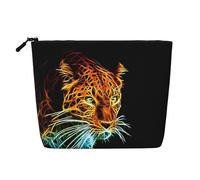 Fractalius Leopard Patterned Women's Cosmetic Bag, Single Layer Toiletry Bag, Suitable for Daily Storage, Travel, and Business Trips.