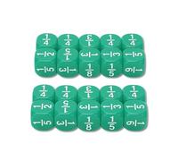 Fraction Dice - Durable Engraved Numbers, Resistant Plastic for Kids Math Practice and Early Childhood Education, 20 Pieces Set for Board Games and Learning (Green)