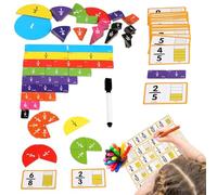 Fraction Manipulatives - Educational Math Set for Preschool and Elementary Kids, Hands on Educational Toy for Group Lessons, Home Practice, Classroom Activities, Girls Fun Learning