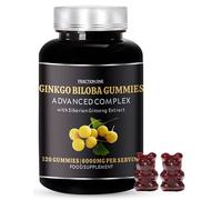 Fraction One Ginkgo Biloba Gummies - 120 Gummies - 6000 mg per Serving, 24mg Siberian Ginseng - Ginkgo 50:1 Extract - Siberian Ginseng 25:1 Extract - Vegan - Support Immune System - 60 Days Supply