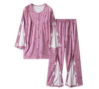 Fracture Bedridden Patient Clothing, Tearaway Patient Rehabilitation Nursing Clothing,Easy to Put On and Take Off(C,L)