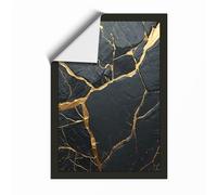 Fractured Gold Minimalist Unframed Wall Art Print A1 (84.1×59.4cm), Wall Decor for Living Room, Bedroom, Office & Home, Art Gift