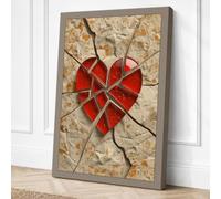 Fractured Heart Geometric Canvas Wall Art Print 18x12 Inch