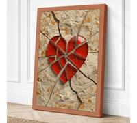 Fractured Heart Geometric Canvas Wall Art Print 24x16 Inch