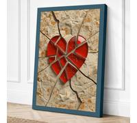 Fractured Heart Geometric Canvas Wall Art Print 30x20 Inch