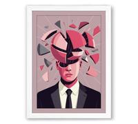 Fractured Mind Modern Framed Wall Art Print A2 (59.4×42cm) White, Wall Decor for Living Room, Bedroom, Office & Home, Ready to Hang, Art Gift