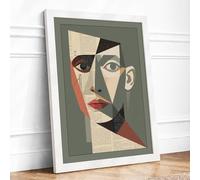 Fractured Presence Abstract Framed Wall Art Print A2 (59.4×42cm) White, Wall Decor for Living Room, Bedroom, Office & Home, Ready to Hang, Art Gift