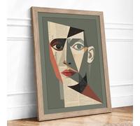 Fractured Presence Abstract Framed Wall Art Print A3 (42×29.7cm) Oak, Wall Decor for Living Room, Bedroom, Office & Home, Ready to Hang, Art Gift