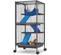 Fragess Small Animal Cage, 45''H Large Metal Rolling 4-Tiers Guinea Pig Cage, Ferret Cage, Rabbit Cage, Chinchilla Cage for Rats/Hamsters, 0.5'' Bar Spacing with Removable Ramp & Platform (Medium)