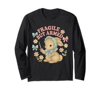 Fragile But Armed Funny Rabbit Bunny Vintage Pastel Humor Long Sleeve T-Shirt