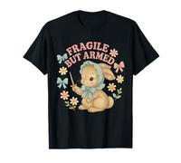 Fragile But Armed Funny Rabbit Bunny Vintage Pastel Humor T-Shirt
