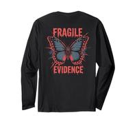 Fragile Evidence Butterfly Grunge Dark Aesthetic (ART BACK) Long Sleeve T-Shirt