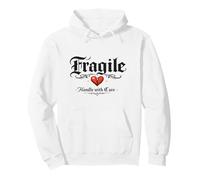 Fragile Handle With Care Broken Heart Pixel Gothic Pullover Hoodie