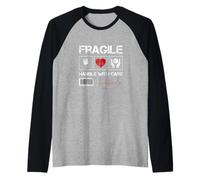 Fragile Handle with Care Graphic Cool Designs, Love Care Raglan Baseball Tee