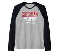Fragile I Just Dropped My Kids at College Mom Dad Retro Raglan Baseball Tee
