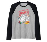 Fragile I Survived a Toddler Tantrum Funny Parent Graphic Raglan Baseball Tee