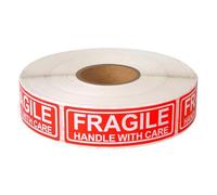 Fragile Label Stickers, Handle Care Shipping Tags Set, Adhesive Warning Packaging Seals Roll, Bright Red Printed Caution Decals, Box Protection Identification Supply 1.97 x 1.97 x 1.1 Inches