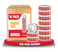 Fragile Printed Packing Tape Red And White Heavy Duty Parcel Tape For Secure Sticky Seal Moving Storage Mailing Adhesive 10 Rolls