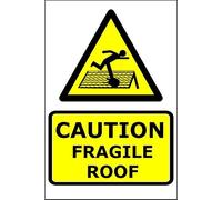 Fragile Roof | Self-adhesive Vinyl Stickers | Safety Notice for Construction, Industrial, and Commercial Sites Hazard Awareness