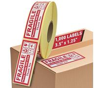 Fragile Stickers for Packing Boxes 1 Roll of 1,000 Fragile Sticker 32x92mm (1.25x3.5 inches) - Parcel and Moving Stickers, Strong Adhesive Roll for Shipping Cartons, Luggage, Easy to Peel and Stick
