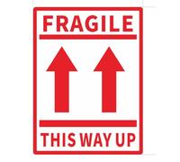 Fragile This Way Up Parcel Stickers, Large Size 80mm x 60mm, Self Adhesive Fragile Warning Labels (50)