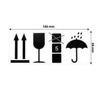 Fragile Warning Labels 68x161mm - Handle with Care, Keep Dry