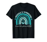 Fragile X Syndrome Awareness Teal Ribbon Rainbow Women Girls T-Shirt