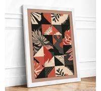 Fragmented Botanicals Mid-Century Framed Wall Art Print A3 (42×29.7cm) White, Wall Decor for Living Room, Bedroom, Office & Home, Ready to Hang, Art Gift