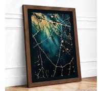 Fragmented Earth Abstract Framed Wall Art Print A2 (59.4×42cm) Walnut, Wall Decor for Living Room, Bedroom, Office & Home, Ready to Hang, Art Gift