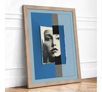 Fragmented Face Eclectic Framed Wall Art Print A2 (59.4×42cm) Oak, Wall Decor for Living Room, Bedroom, Office & Home, Ready to Hang, Art Gift
