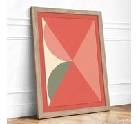 Fragmented Forms Geometric Framed Wall Art Print A3 (42×29.7cm) Oak, Wall Decor for Living Room, Bedroom, Office & Home, Ready to Hang, Art Gift