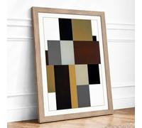 Fragmented Forms Geometric Framed Wall Art Print A4 (29.7×21cm) Oak, Wall Decor for Living Room, Bedroom, Office & Home, Ready to Hang, Art Gift