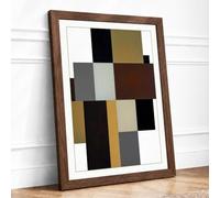 Fragmented Forms Geometric Framed Wall Art Print A4 (29.7×21cm) Walnut, Wall Decor for Living Room, Bedroom, Office & Home, Ready to Hang, Art Gift