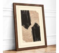 Fragmented Forms Minimalist Framed Wall Art Print A2 (59.4×42cm) Walnut, Wall Decor for Living Room, Bedroom, Office & Home, Ready to Hang, Art Gift