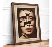 Fragmented Identity Abstract Framed Wall Art Print A2 (59.4×42cm) Walnut, Wall Decor for Living Room, Bedroom, Office & Home, Ready to Hang, Art Gift