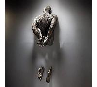Fragmented Man On Wall Art, FRP Resin Wall Art Home Decor Sculpture, Dimensional Incomplete Bodies Art Statue Wall Decoration, For Creative Art House,A
