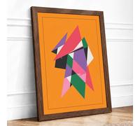 Fragmented Motion Geometric Framed Wall Art Print A2 (59.4×42cm) Walnut, Wall Decor for Living Room, Bedroom, Office & Home, Ready to Hang, Art Gift