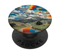 Fragmented Mountain Landscape Digital Art PopSockets Adhesive PopGrip