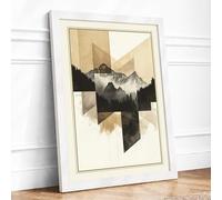 Fragmented Mountain Modern Framed Wall Art Print A1 (84.1×59.4cm) White, Wall Decor for Living Room, Bedroom, Office & Home, Ready to Hang, Art Gift