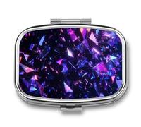 Fragmented Neon Shards Floating in Darkness Pill Box 2 Compartment Portable Medicine Pill Case Travel Pill Organizer for Pocket Purse